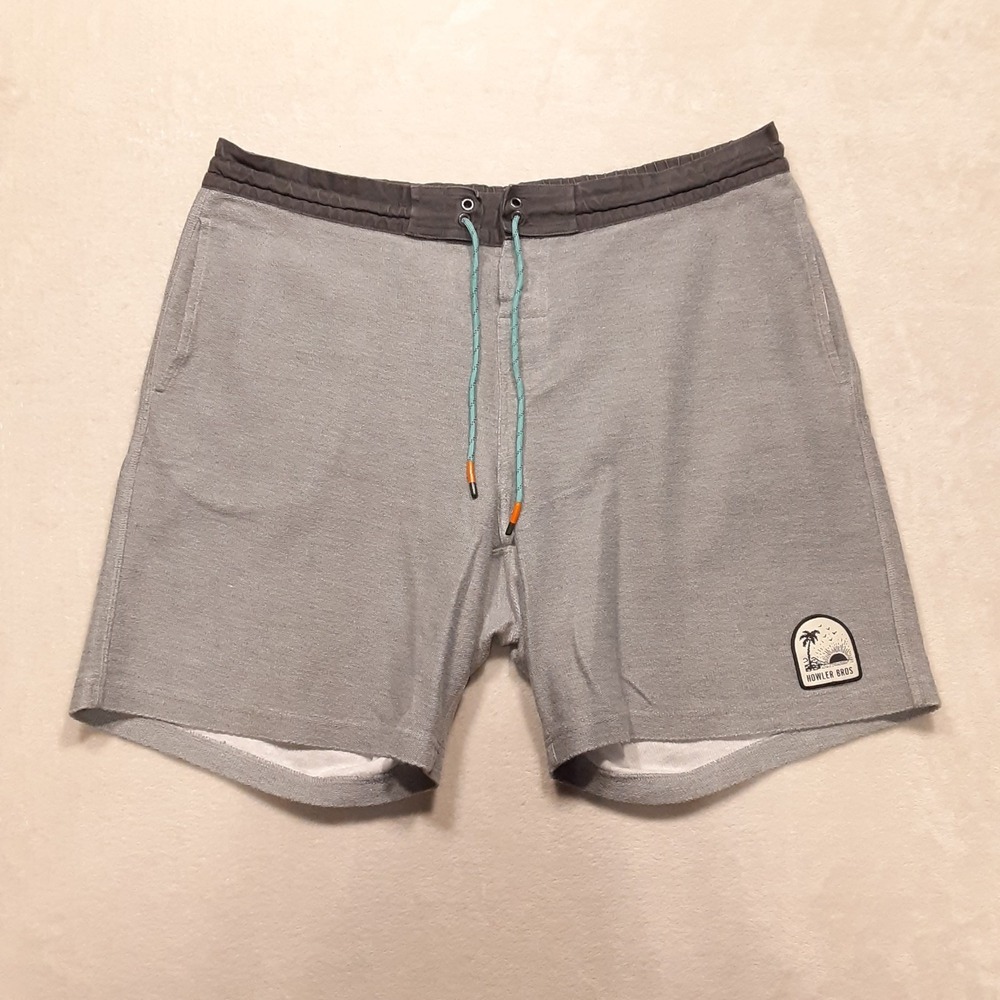 Howler Brothers Mens All Gray Tranquilo Chill Shorts 38 French Terry 8" Inseam